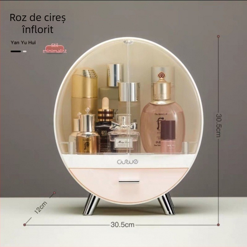 Cutie de depozitare ușoară de lux, capacitate mare pentru îngrijirea pielii, cutie de toaletă rezistentă la praf, cutie de depozitare transparentă și confortabilă pentru cosmetice