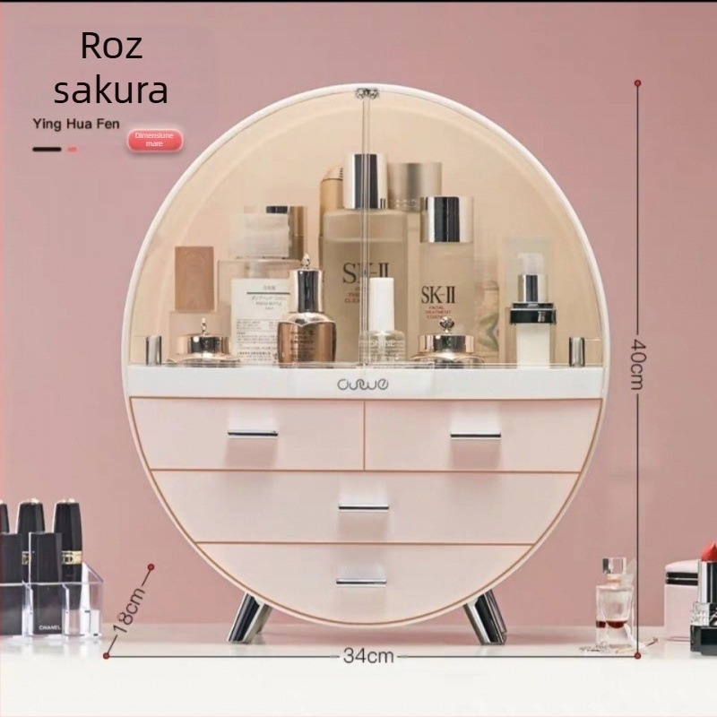 Cutie de depozitare ușoară de lux, capacitate mare pentru îngrijirea pielii, cutie de toaletă rezistentă la praf, cutie de depozitare transparentă și confortabilă pentru cosmetice