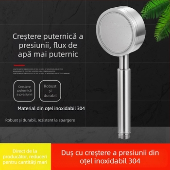 Cap de duș presurizat din oțel inoxidabil, anti-opărire și anti-cădere, duză reglabilă manuală, orificiu mare de ieșire a apei, set de duș cu pulverizator pătrat