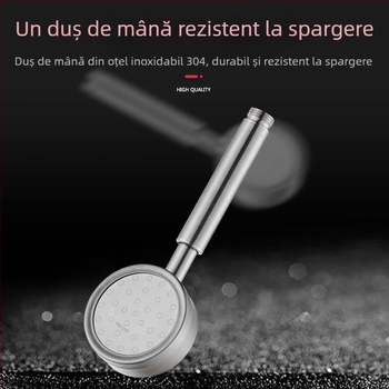 Cap de duș presurizat din oțel inoxidabil, anti-opărire și anti-cădere, duză reglabilă manuală, orificiu mare de ieșire a apei, set de duș cu pulverizator pătrat