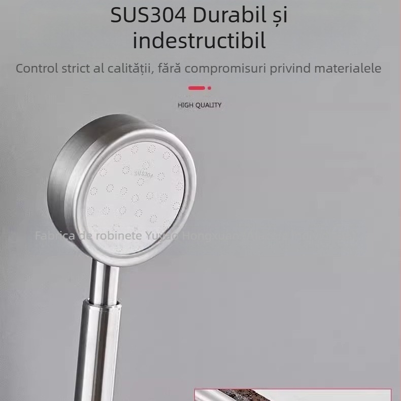 Cap de duș presurizat din oțel inoxidabil, anti-opărire și anti-cădere, duză reglabilă manuală, orificiu mare de ieșire a apei, set de duș cu pulverizator pătrat