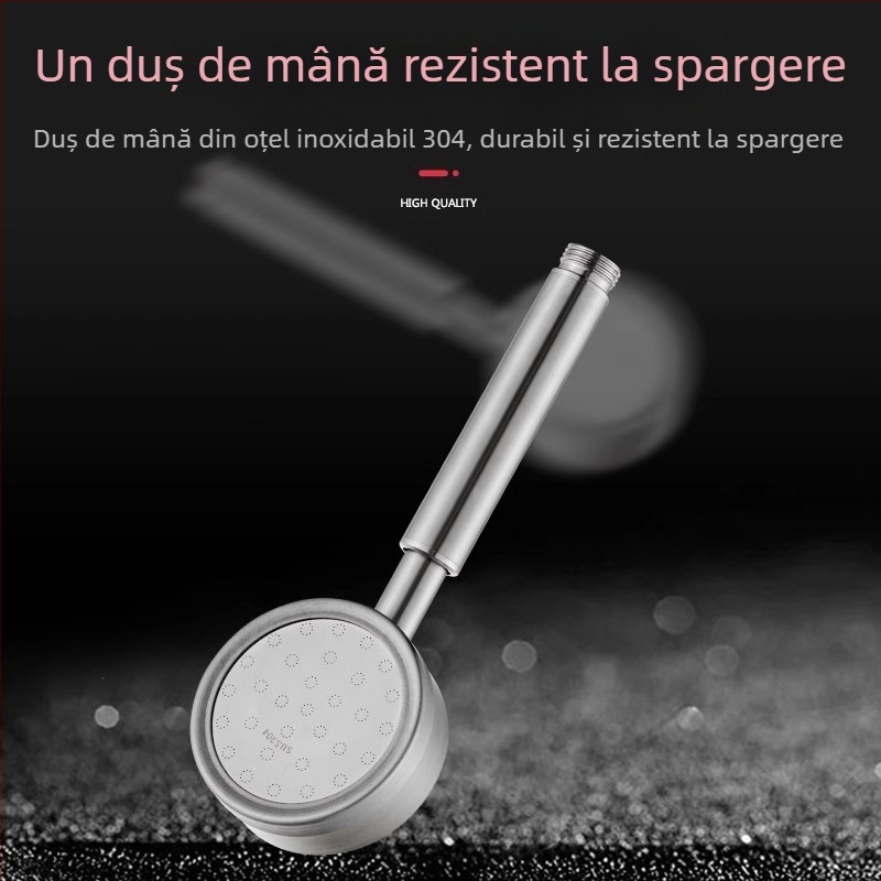 Cap de duș presurizat din oțel inoxidabil, anti-opărire și anti-cădere, duză reglabilă manuală, orificiu mare de ieșire a apei, set de duș cu pulverizator pătrat