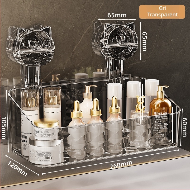 Baie ventuză depozitare raft montat pe perete lavoar periuță de dinți pastă de dinți coș de depozitare cutie tub pisică săpun cutie