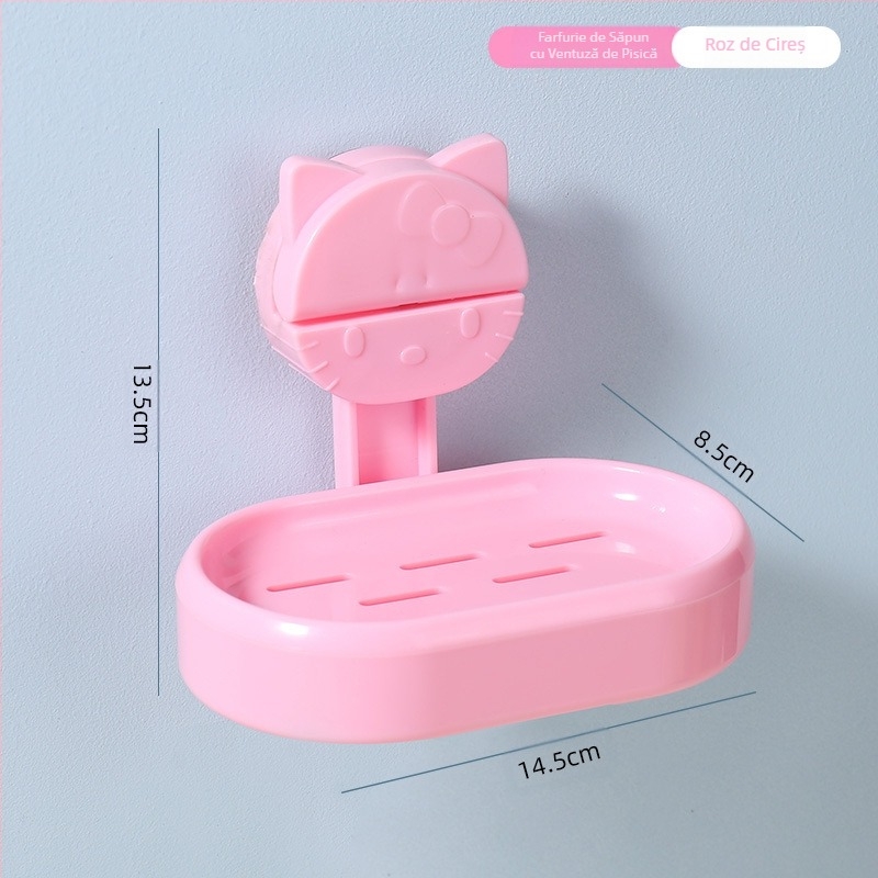 Baie ventuză depozitare raft montat pe perete lavoar periuță de dinți pastă de dinți coș de depozitare cutie tub pisică săpun cutie