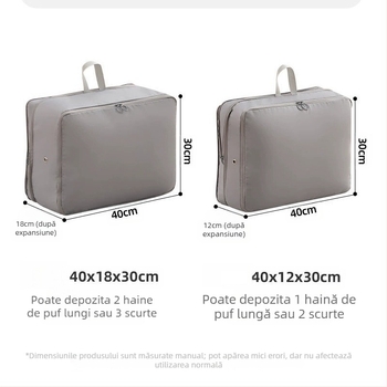 Geantă de depozitare pentru jachetă din pânză cu memorie transfrontalieră, geantă de călătorie cu fermoar dublu, geantă de compresie, orificiu de ventilație pentru dormitorul studențesc