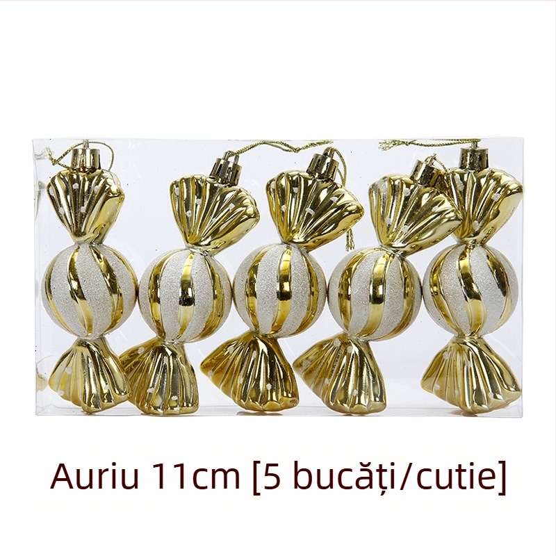 Pandantiv pictat cu bomboane de Crăciun, placat cu aur, decorațiuni pentru brad de Crăciun, ornamente de nuntă de Crăciun, Anul Nou