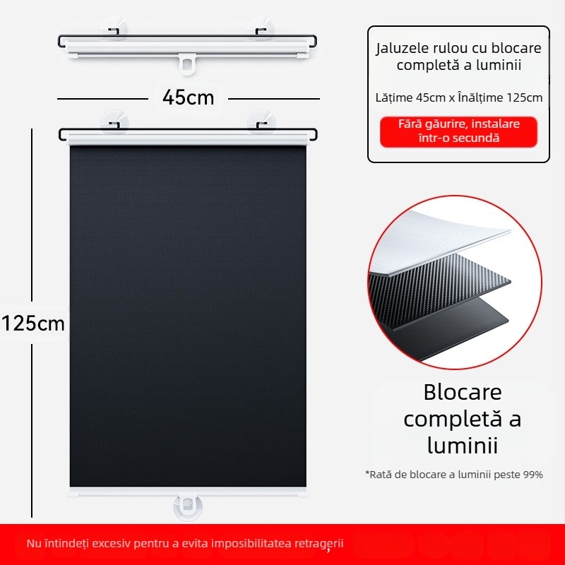 Parasolar de vară auto retractabil parasolar de uz casnic fără perforații, umbrire completă, titan argintiu, perdea de protecție solară, consumabile auto
