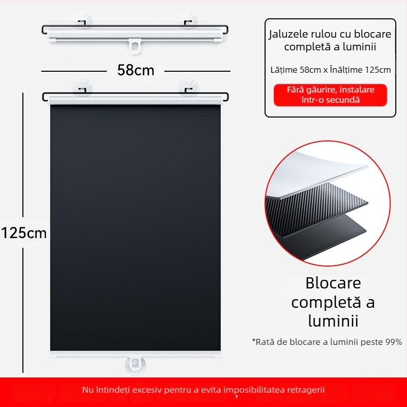 Parasolar de vară auto retractabil parasolar de uz casnic fără perforații, umbrire completă, titan argintiu, perdea de protecție solară, consumabile auto