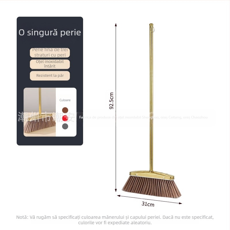 En-gros, îngroșat, din oțel inoxidabil, mătură de uz casnic, costum de aur, făraș de praf, lopată de gunoi, mătură combinată comercială de interior și exterior