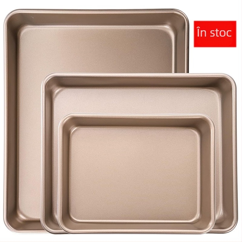 Tavă de copt din oțel carbon, placă specială pentru cuptor, tavă de copt dreptunghiulară antiaderentă, tavă plată de uz casnic, rulou de tort, tavă pentru tort la abur