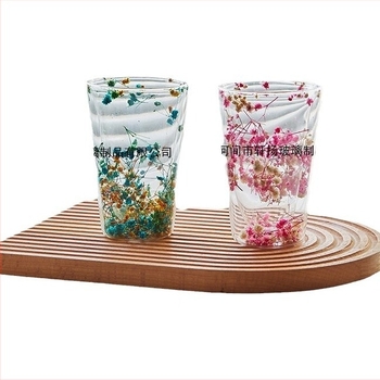 Sticlă dublă cu strat dublu, cu ridicata, Internet, celebrități, fete, cană de suc de uz casnic, cu conținut ridicat de borosilicat, izolație termică, floare reală, sticlă dublă cu strat dublu