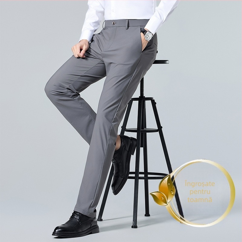 Pantaloni de mătase de gheață DP de înaltă elasticitate, fără călcare, pentru bărbați, verticali, anti-rid, pantaloni pentru bărbați, pantaloni casual stretch, rochie profesională