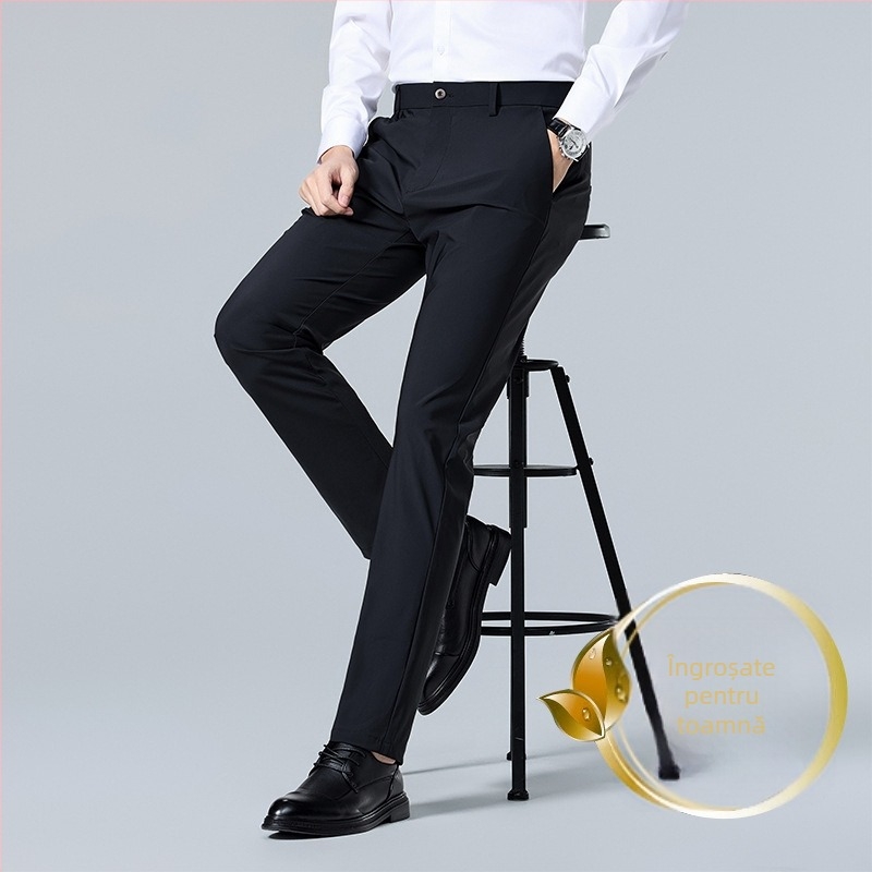 Pantaloni de mătase de gheață DP de înaltă elasticitate, fără călcare, pentru bărbați, verticali, anti-rid, pantaloni pentru bărbați, pantaloni casual stretch, rochie profesională
