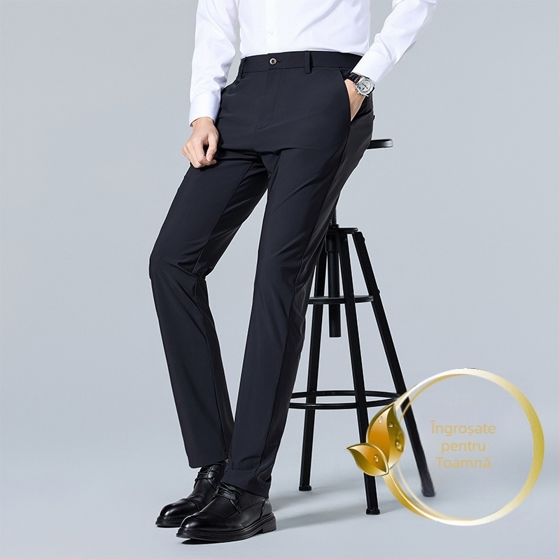 Pantaloni de mătase de gheață DP de înaltă elasticitate, fără călcare, pentru bărbați, verticali, anti-rid, pantaloni pentru bărbați, pantaloni casual stretch, rochie profesională