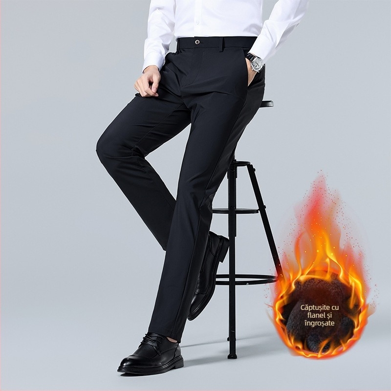 Pantaloni de mătase de gheață DP de înaltă elasticitate, fără călcare, pentru bărbați, verticali, anti-rid, pantaloni pentru bărbați, pantaloni casual stretch, rochie profesională