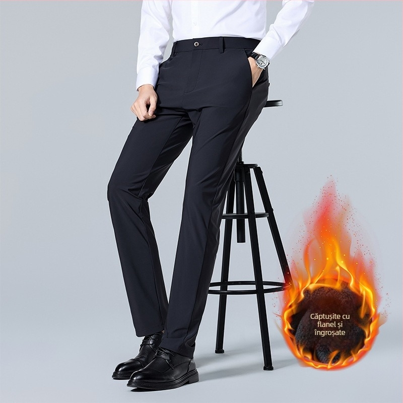 Pantaloni de mătase de gheață DP de înaltă elasticitate, fără călcare, pentru bărbați, verticali, anti-rid, pantaloni pentru bărbați, pantaloni casual stretch, rochie profesională