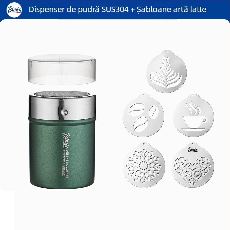 Bincoo, pulbere de cafea, pulbere Matcha, pulbere de cacao, pulbere de zahăr, sită, cartuș 304, pulbere, pulverizator, artefact, trage, flori, imprimare, matriță