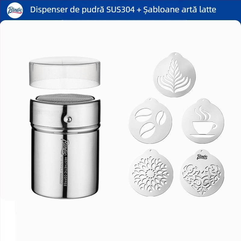 Bincoo, pulbere de cafea, pulbere Matcha, pulbere de cacao, pulbere de zahăr, sită, cartuș 304, pulbere, pulverizator, artefact, trage, flori, imprimare, matriță