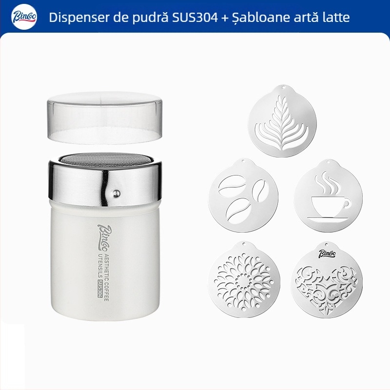 Bincoo, pulbere de cafea, pulbere Matcha, pulbere de cacao, pulbere de zahăr, sită, cartuș 304, pulbere, pulverizator, artefact, trage, flori, imprimare, matriță
