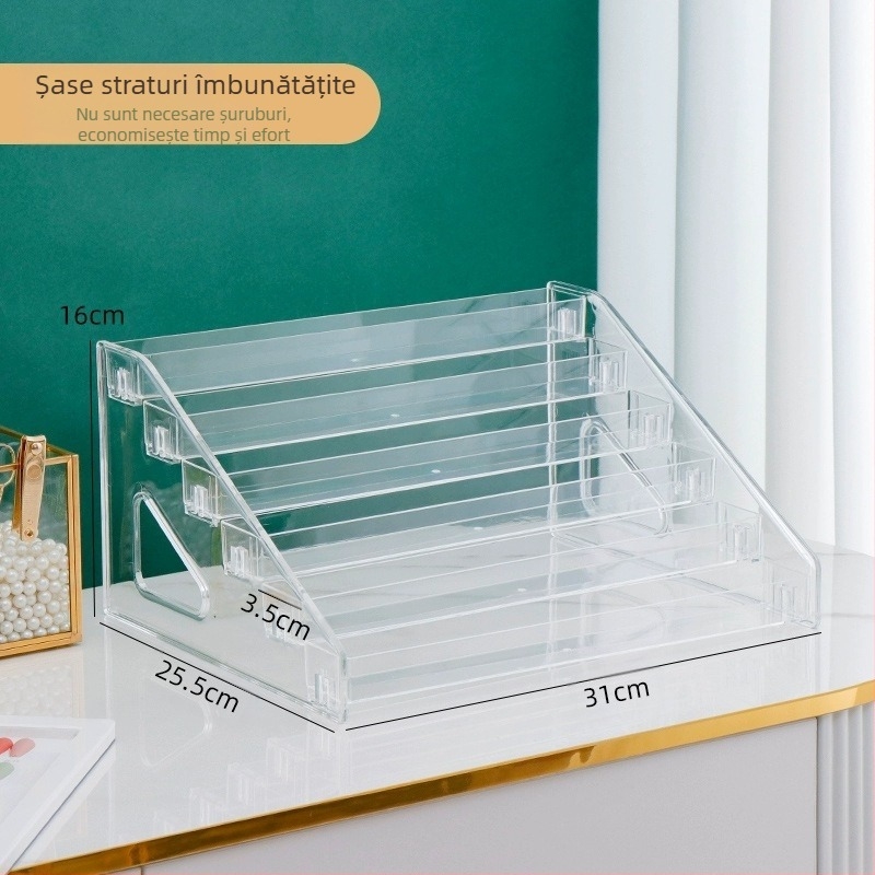 Raft de depozitare pentru fard de pleoape în trepte, suport transparent stratificat pentru depozitarea cosmeticelor, cutie de toaletă, raft pentru parfum și lac de unghii