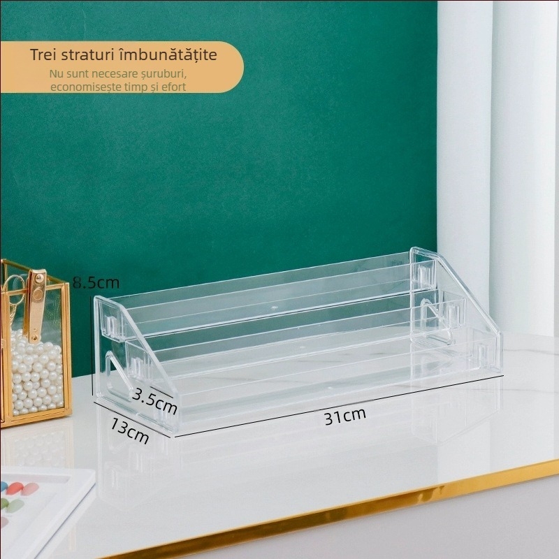 Raft de depozitare pentru fard de pleoape în trepte, suport transparent stratificat pentru depozitarea cosmeticelor, cutie de toaletă, raft pentru parfum și lac de unghii