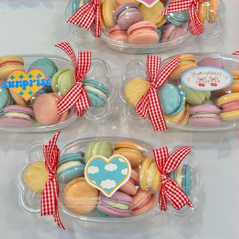 Cutie de bomboane Mini Macaron Desert Ambalaj Cutie Ziua Copiilor Sandwich Francez Biscuiți Ambalaj Cutie Transparentă cu Capac