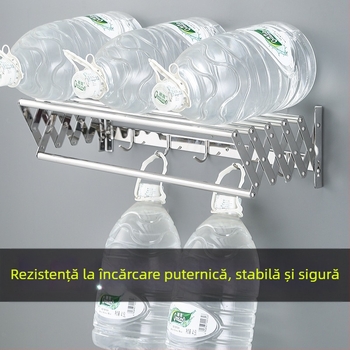 Suport retractabil pentru prosoape din oțel inoxidabil, fără perforare, balcon, uscător de haine, baie, suport pliabil pentru prosoape, extensibil