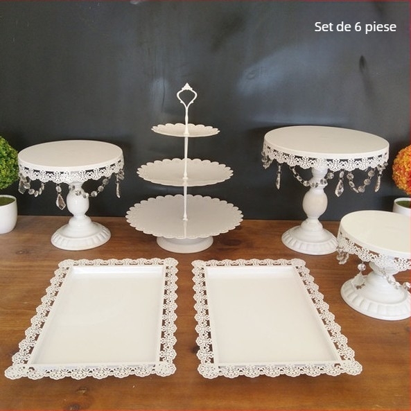 Set de suporturi pentru tort din fier în stil european, decorațiuni de nuntă, magazin de deserturi, suport pentru tămâie, farfurie pentru tort