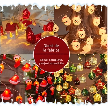 Șir de lumini LED transfrontalier pentru casă mică din lemn de Crăciun, dress up, decorare fereastră cu atmosferă festivă, șir de lumini colorate