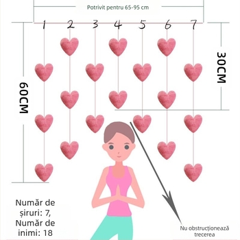 Draperii de ușă populare transfrontaliere, perdele de ușă cu tematică de dragoste, perdele despărțitoare, perdele suspendate, inimioare feminine, inimioare roz drăguțe în stil coreean