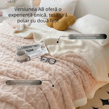 Pătură de canapea, pătură mică din catifea coral, șal de birou, pătură de somn, pătură de iarnă îngroșată cu aer condiționat pentru pat