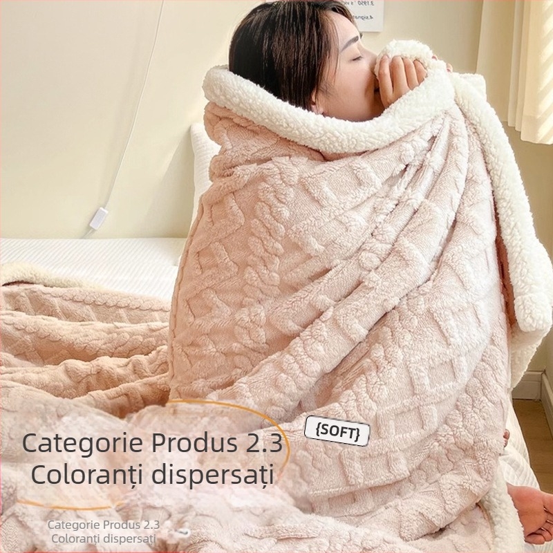 Pătură de canapea, pătură mică din catifea coral, șal de birou, pătură de somn, pătură de iarnă îngroșată cu aer condiționat pentru pat
