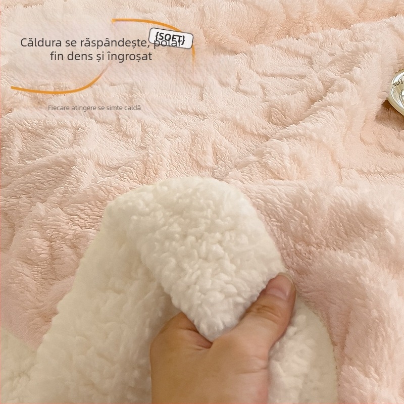 Pătură de canapea, pătură mică din catifea coral, șal de birou, pătură de somn, pătură de iarnă îngroșată cu aer condiționat pentru pat