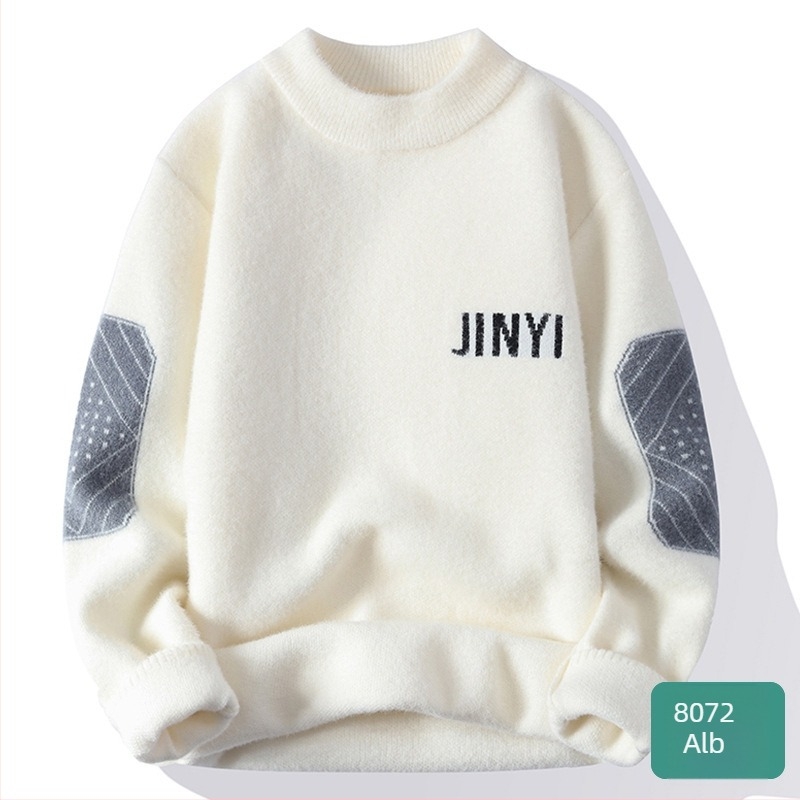 Bărbați toamna și iarna cupluri moda brand cald neutru stil pulover guler înalt moale ceros bază pulover