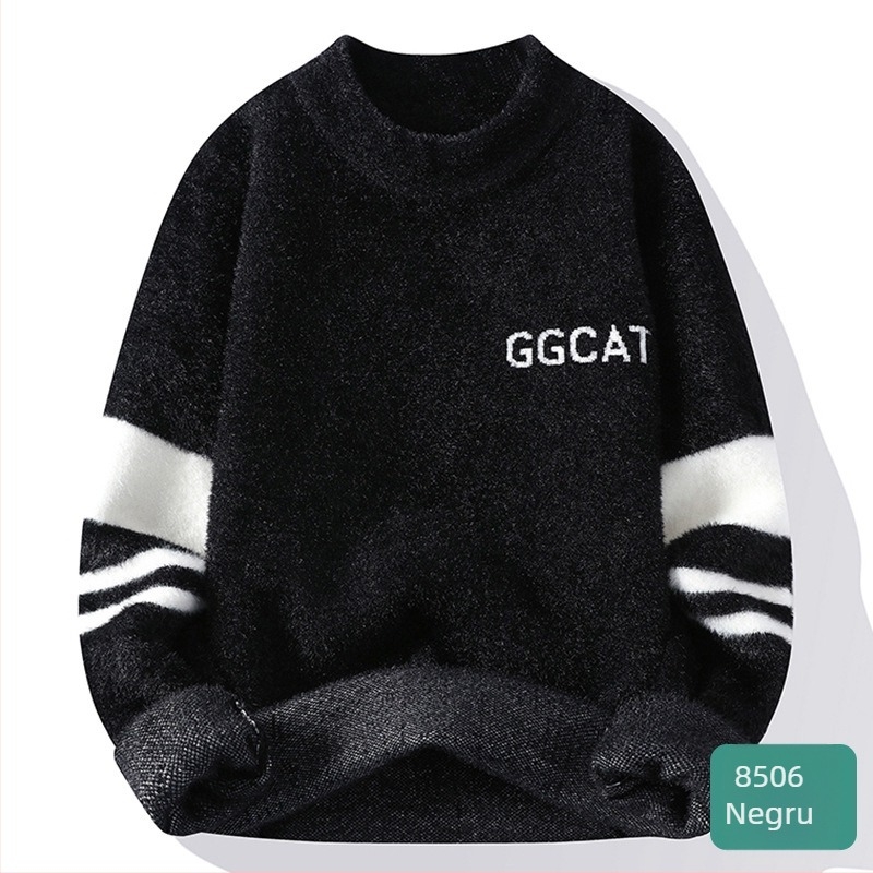 Bărbați toamna și iarna cupluri moda brand cald neutru stil pulover guler înalt moale ceros bază pulover