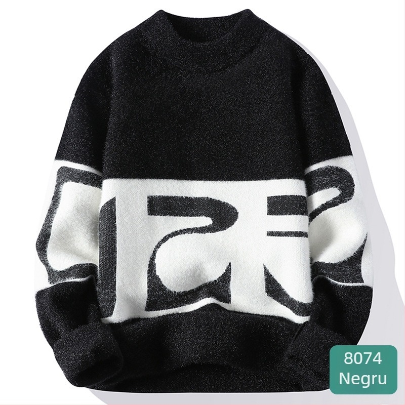 Bărbați toamna și iarna cupluri moda brand cald neutru stil pulover guler înalt moale ceros bază pulover