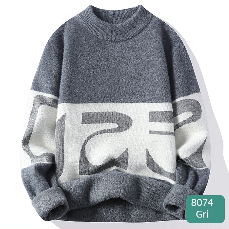 Bărbați toamna și iarna cupluri moda brand cald neutru stil pulover guler înalt moale ceros bază pulover