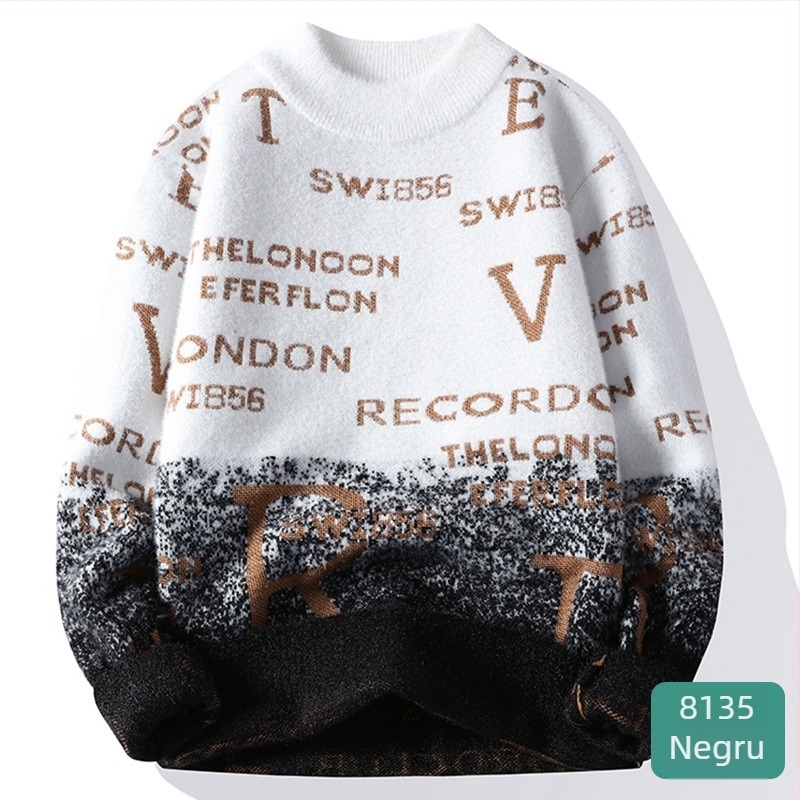 Bărbați toamna și iarna cupluri moda brand cald neutru stil pulover guler înalt moale ceros bază pulover