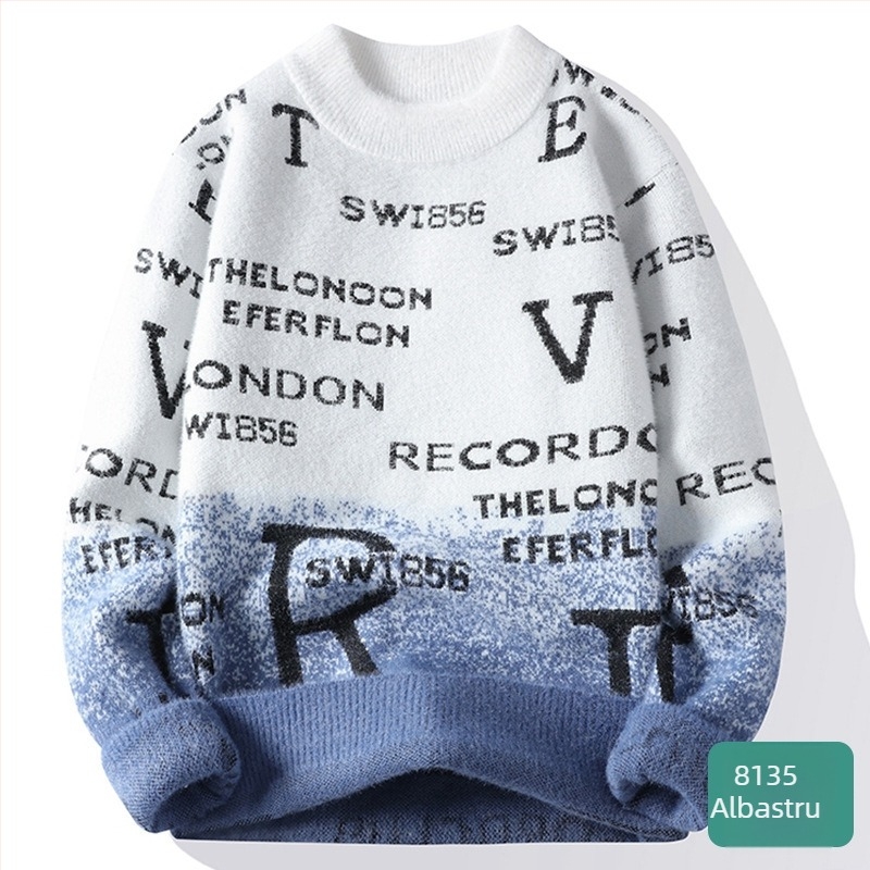 Bărbați toamna și iarna cupluri moda brand cald neutru stil pulover guler înalt moale ceros bază pulover