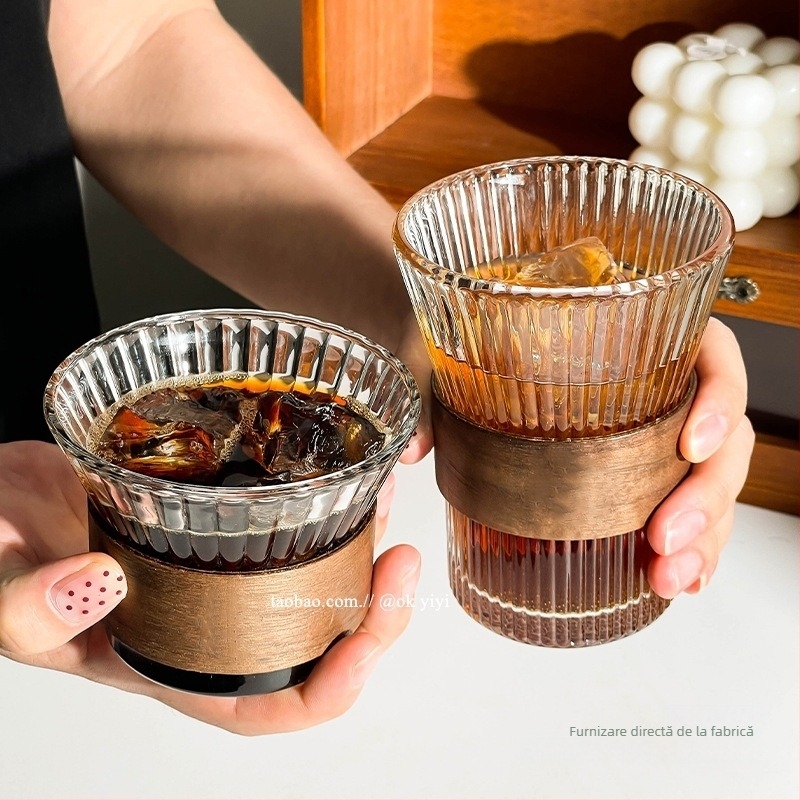 Ceașcă de cafea cu urechi suspendate, ceașcă de latte american cu gheață, ceașcă de apă din sticlă transparentă de uz casnic, ceașcă de ceai anti-opărire, aspect bun