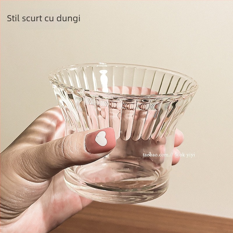 Ceașcă de cafea cu urechi suspendate, ceașcă de latte american cu gheață, ceașcă de apă din sticlă transparentă de uz casnic, ceașcă de ceai anti-opărire, aspect bun