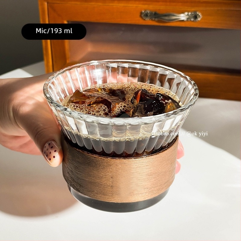 Ceașcă de cafea cu urechi suspendate, ceașcă de latte american cu gheață, ceașcă de apă din sticlă transparentă de uz casnic, ceașcă de ceai anti-opărire, aspect bun