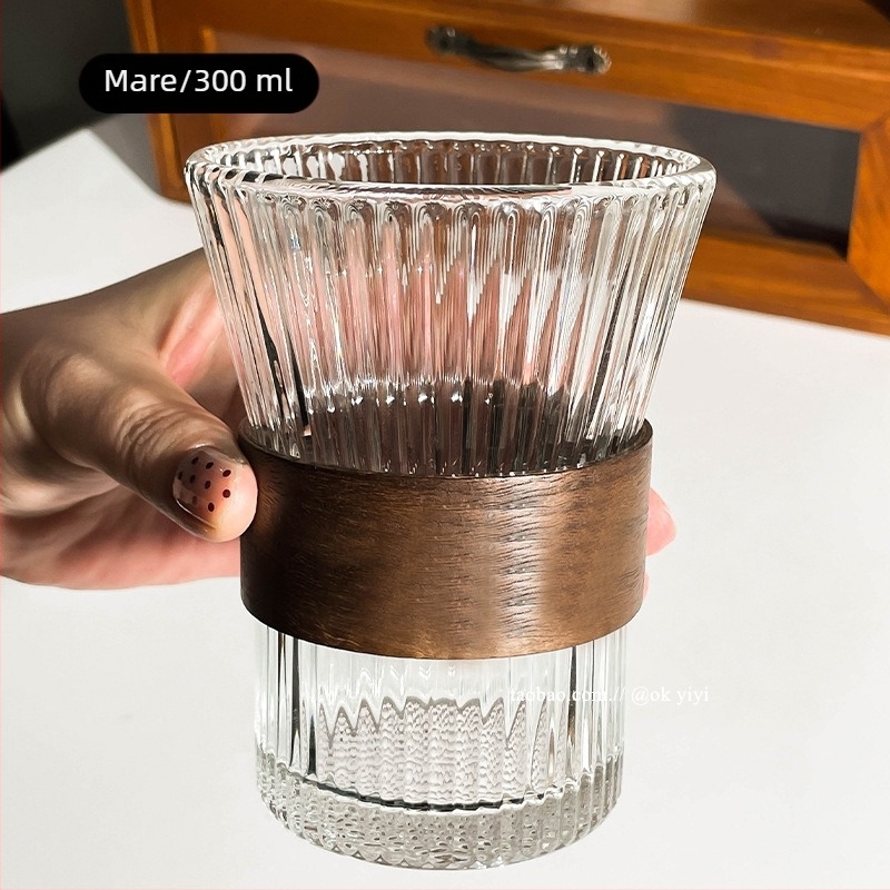 Ceașcă de cafea cu urechi suspendate, ceașcă de latte american cu gheață, ceașcă de apă din sticlă transparentă de uz casnic, ceașcă de ceai anti-opărire, aspect bun