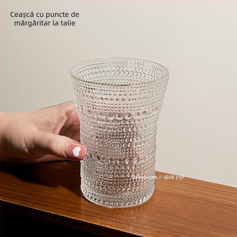 Ceașcă de cafea cu urechi suspendate, ceașcă de latte american cu gheață, ceașcă de apă din sticlă transparentă de uz casnic, ceașcă de ceai anti-opărire, aspect bun