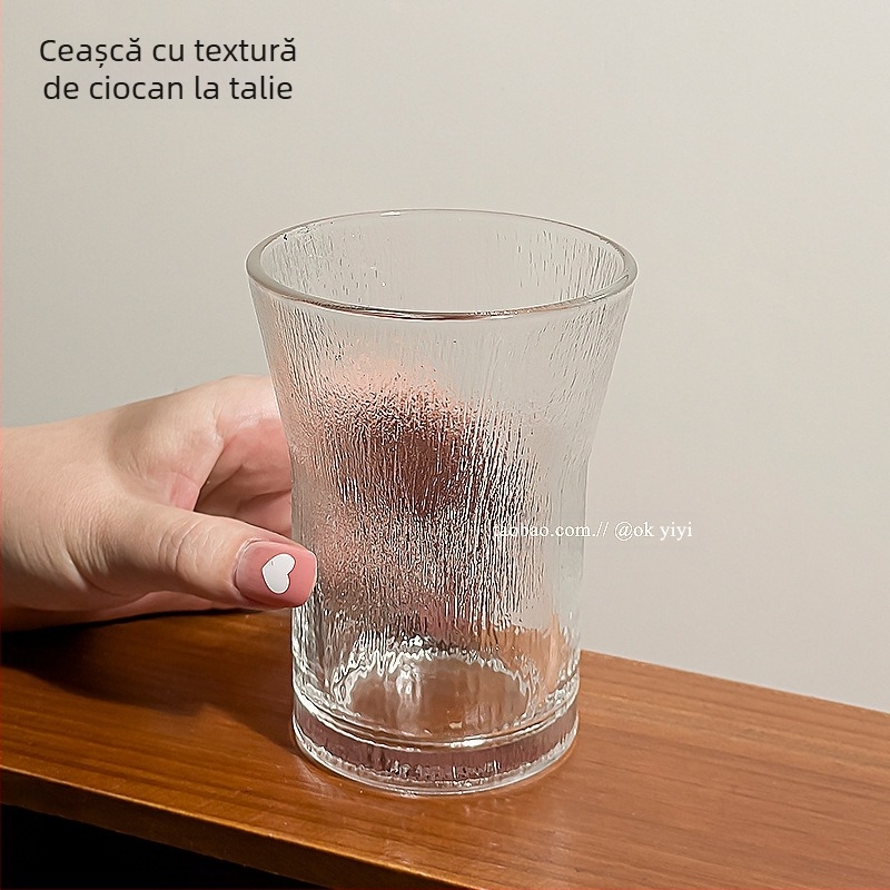 Ceașcă de cafea cu urechi suspendate, ceașcă de latte american cu gheață, ceașcă de apă din sticlă transparentă de uz casnic, ceașcă de ceai anti-opărire, aspect bun