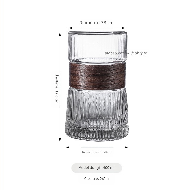 Ceașcă de cafea cu urechi suspendate, ceașcă de latte american cu gheață, ceașcă de apă din sticlă transparentă de uz casnic, ceașcă de ceai anti-opărire, aspect bun