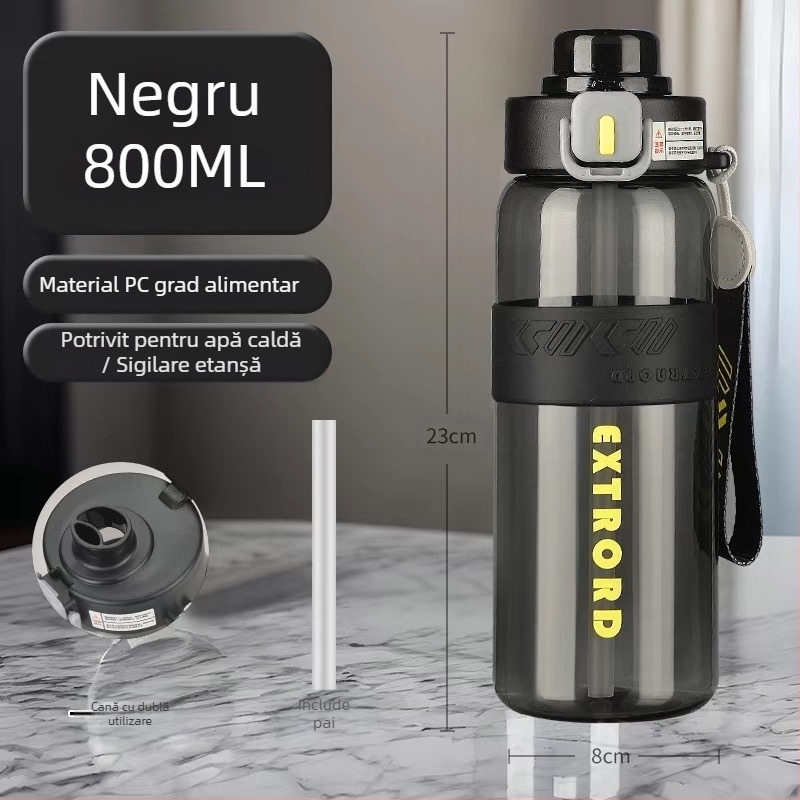 2025 Cană de apă sport de fitness de mare capacitate, cană de paie din plastic de mare capacitate, cană de plastic pentru călătorii în aer liber, personalizată