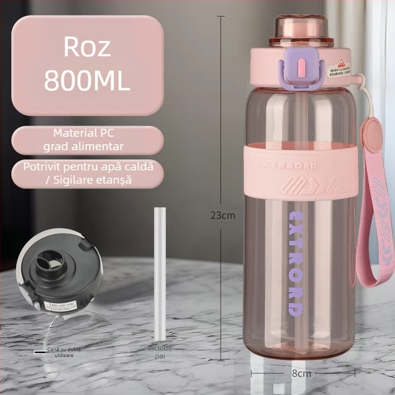 2025 Cană de apă sport de fitness de mare capacitate, cană de paie din plastic de mare capacitate, cană de plastic pentru călătorii în aer liber, personalizată