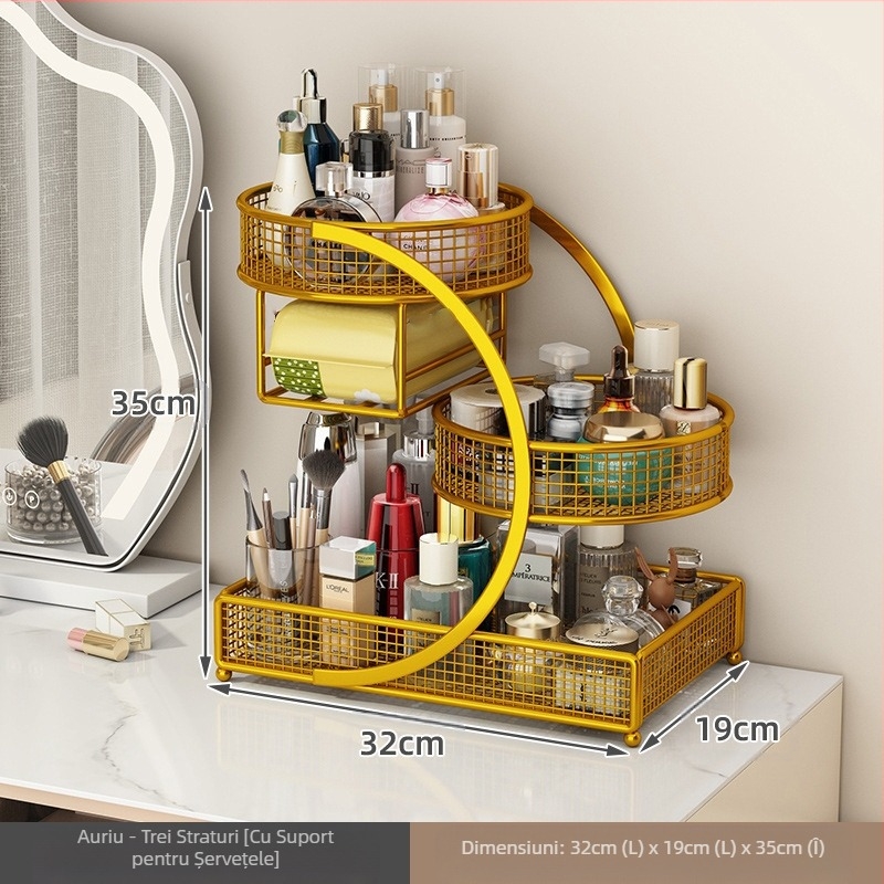 Cutie de depozitare pentru cosmetice, suport pentru masă de toaletă, raft pentru chiuvetă, raft pentru ruj și produse de îngrijire a pielii