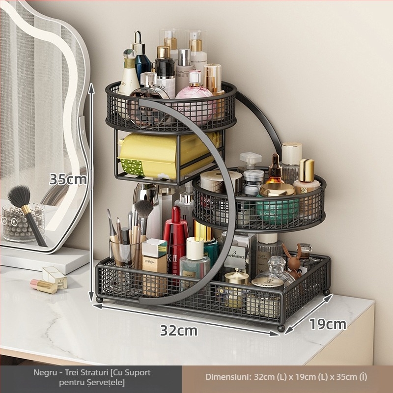 Cutie de depozitare pentru cosmetice, suport pentru masă de toaletă, raft pentru chiuvetă, raft pentru ruj și produse de îngrijire a pielii